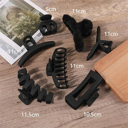 Hair Claw Clip Set - 3/4/5/7 Pieces | Black & Coffee Hair Accessories for All Hair Types