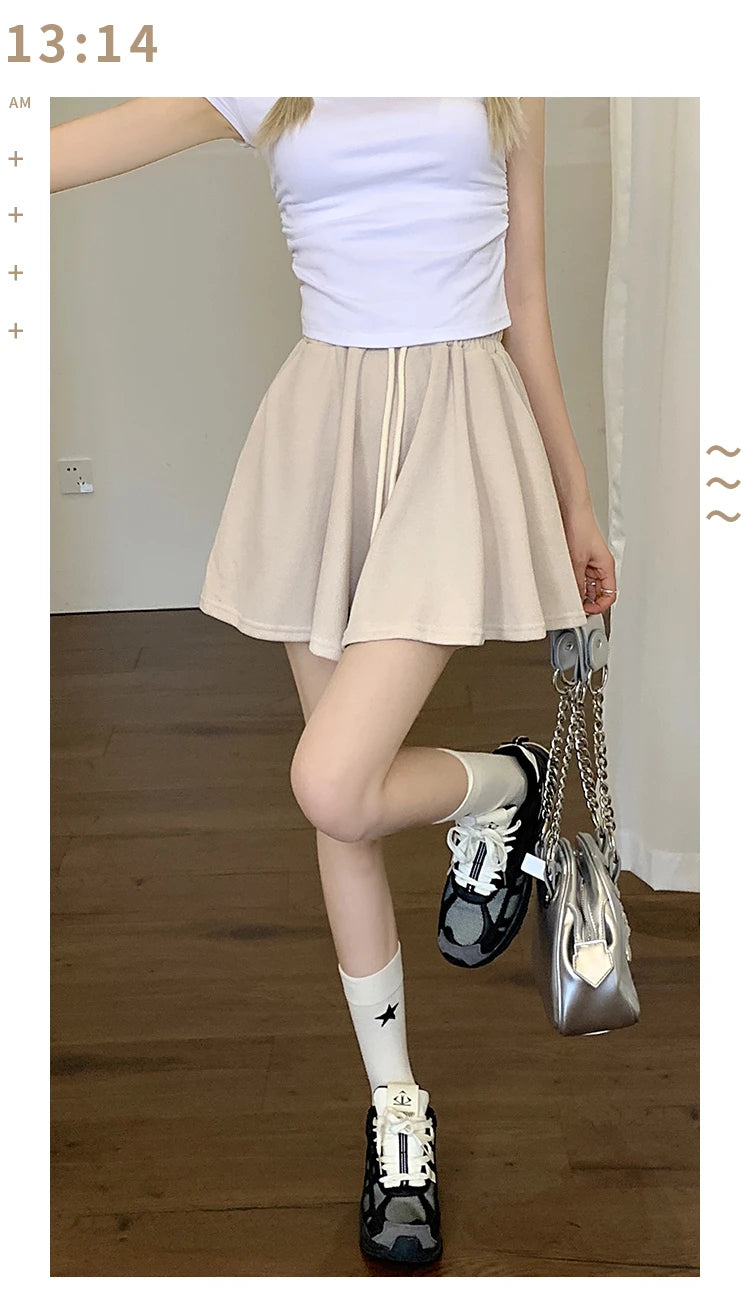 Korean Style Wide Leg Skort | 2025 Trending Drawstring Comfort Shorts