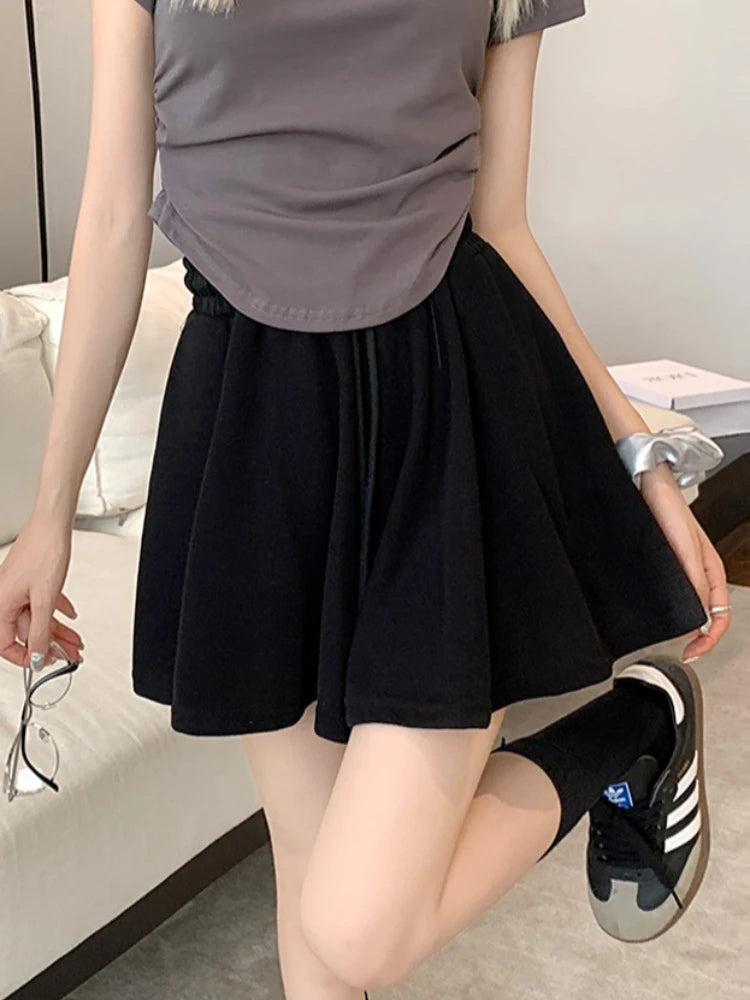 Korean Style Wide Leg Skort | 2025 Trending Drawstring Comfort Shorts