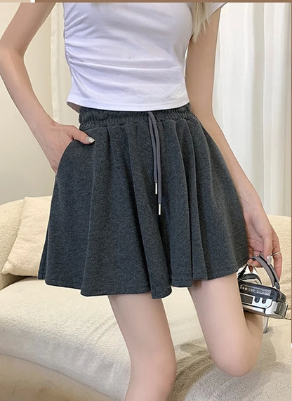 Korean Style Wide Leg Skort | 2025 Trending Drawstring Comfort Shorts