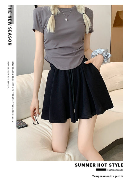 Korean Style Wide Leg Skort | 2025 Trending Drawstring Comfort Shorts