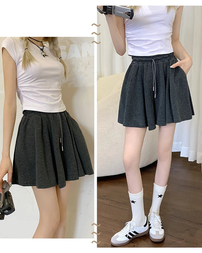 Korean Style Wide Leg Skort | 2025 Trending Drawstring Comfort Shorts