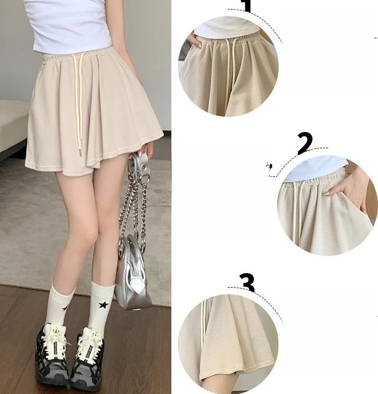 Korean Style Wide Leg Skort | 2025 Trending Drawstring Comfort Shorts