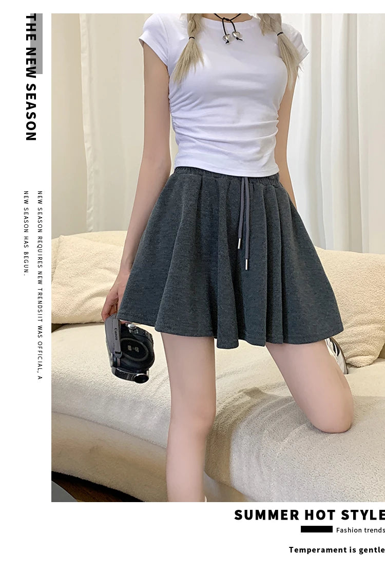 Korean Style Wide Leg Skort | 2025 Trending Drawstring Comfort Shorts