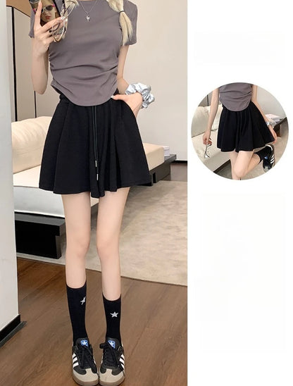 Korean Style Wide Leg Skort | 2025 Trending Drawstring Comfort Shorts
