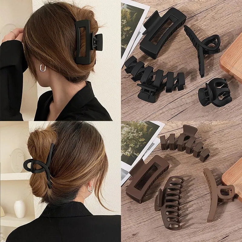 Hair Claw Clip Set - 3/4/5/7 Pieces | Black & Coffee Hair Accessories for All Hair Types