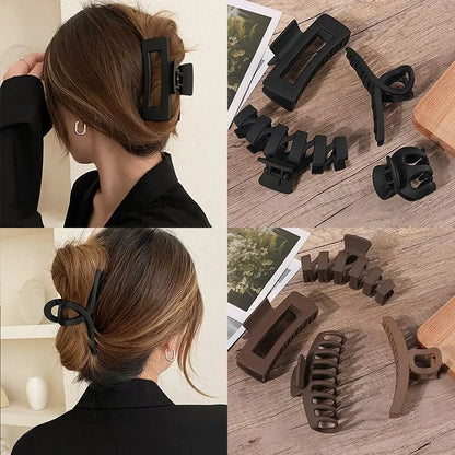 Hair Claw Clip Set - 3/4/5/7 Pieces | Black & Coffee Hair Accessories for All Hair Types