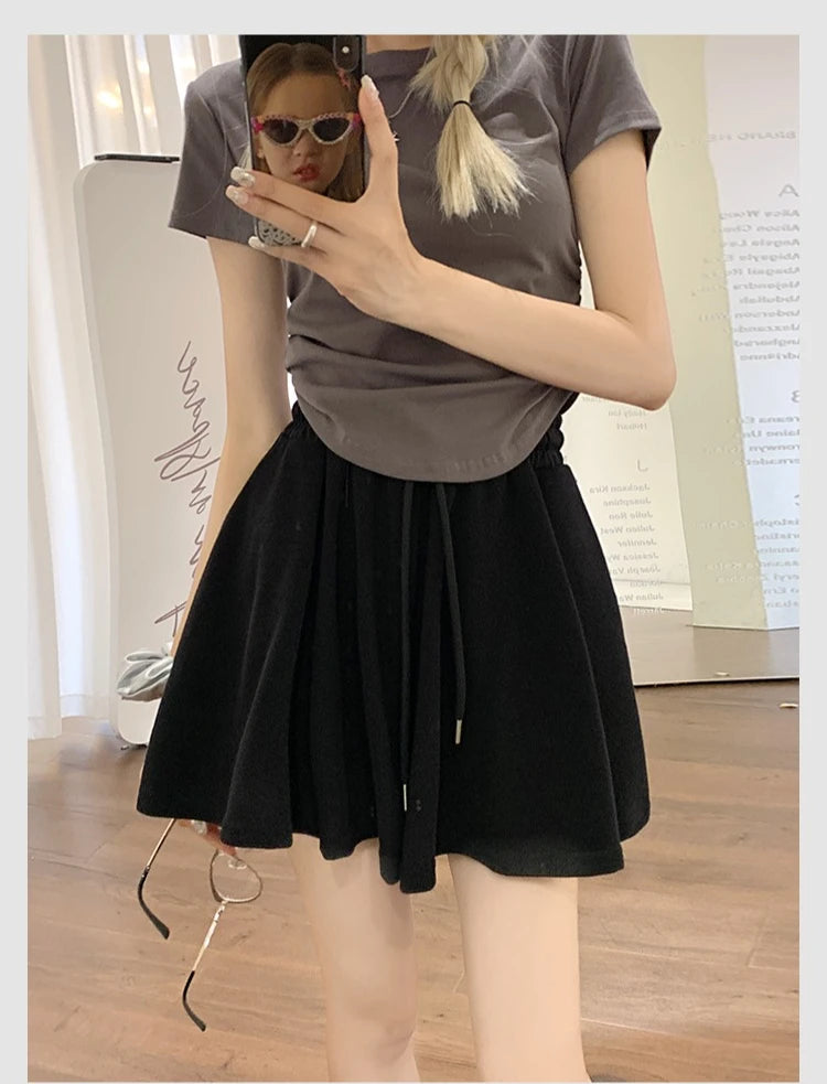 Korean Style Wide Leg Skort | 2025 Trending Drawstring Comfort Shorts