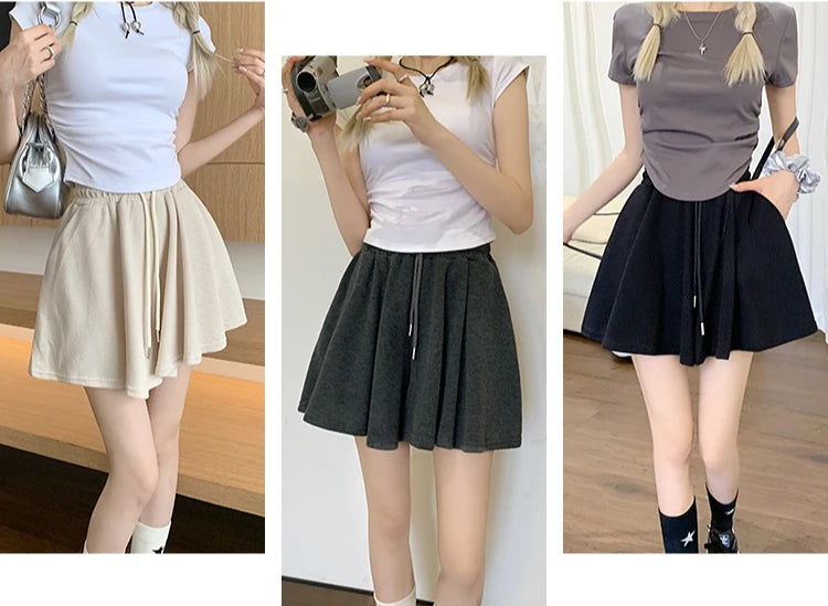 Korean Style Wide Leg Skort | 2025 Trending Drawstring Comfort Shorts