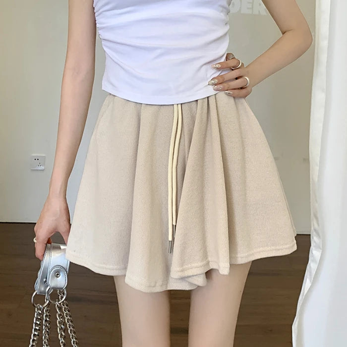 Korean Style Wide Leg Skort | 2025 Trending Drawstring Comfort Shorts