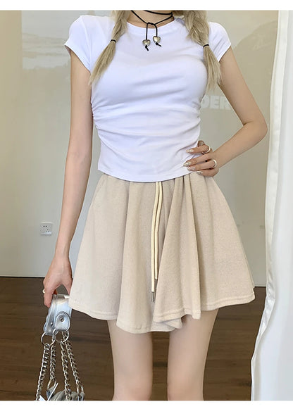 Korean Style Wide Leg Skort | 2025 Trending Drawstring Comfort Shorts