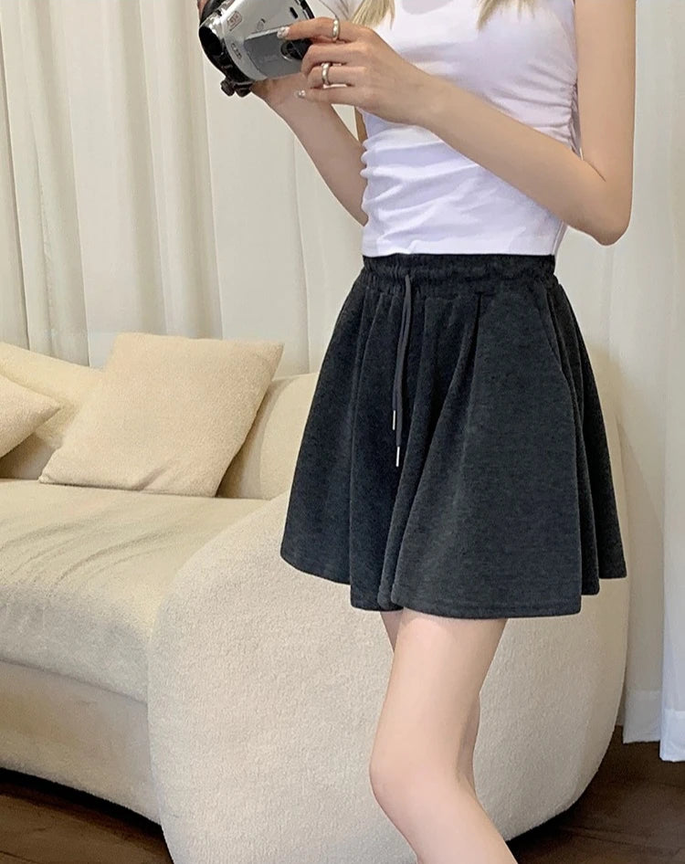 Korean Style Wide Leg Skort | 2025 Trending Drawstring Comfort Shorts