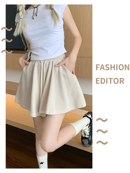 Korean Style Wide Leg Skort | 2025 Trending Drawstring Comfort Shorts