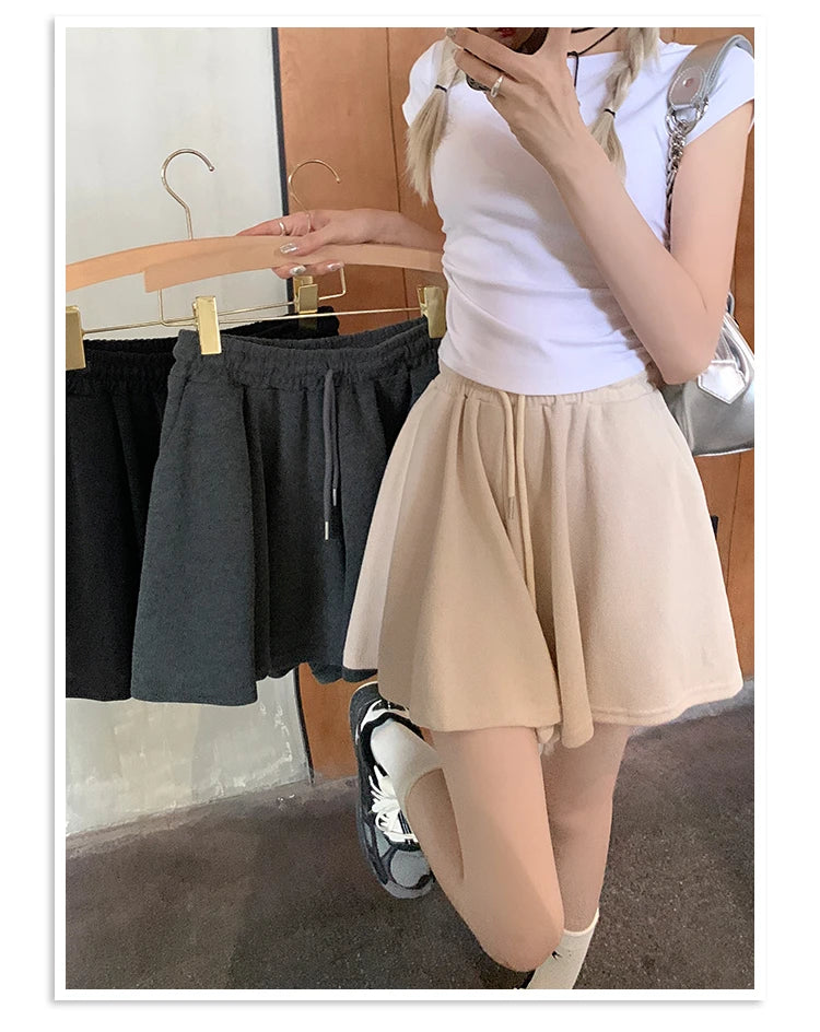 Korean Style Wide Leg Skort | 2025 Trending Drawstring Comfort Shorts