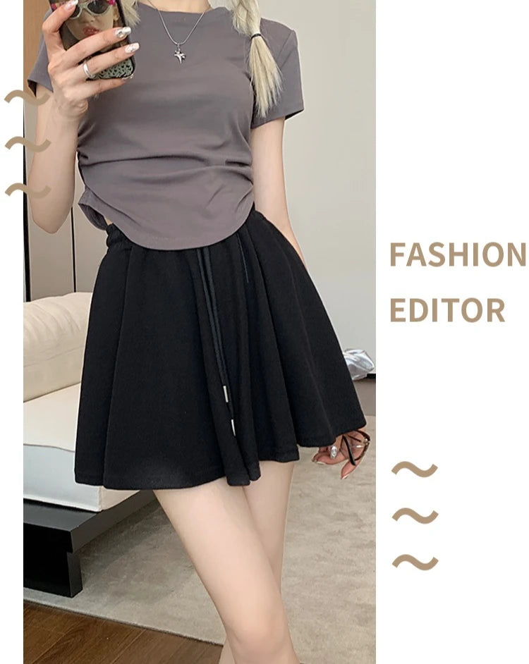 Korean Style Wide Leg Skort | 2025 Trending Drawstring Comfort Shorts