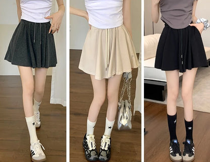 Korean Style Wide Leg Skort | 2025 Trending Drawstring Comfort Shorts