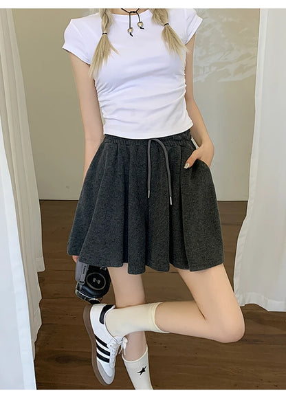 Korean Style Wide Leg Skort | 2025 Trending Drawstring Comfort Shorts